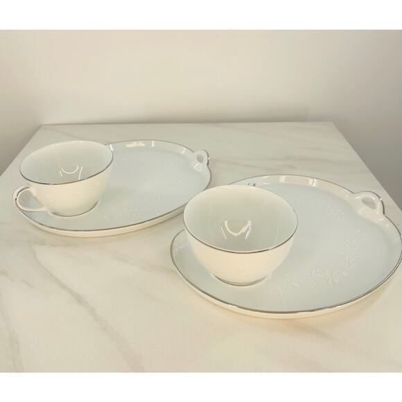 Noritake White Tea Set with Silver Accents - Picture 11 of 15
